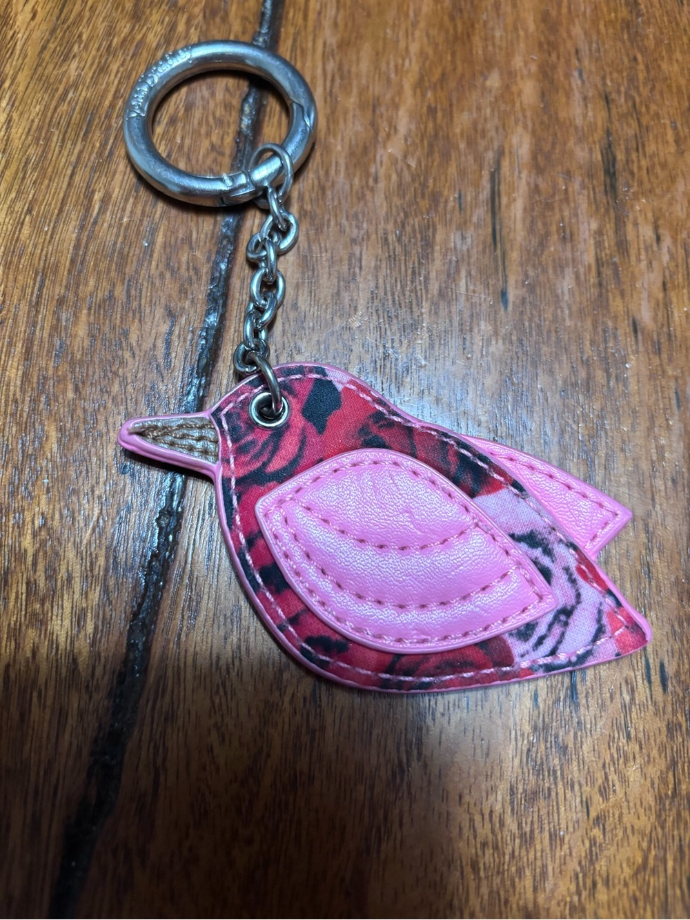 Coach Pink and red rose bird keychain